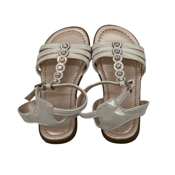 The Children's Place White Embellished Ankle Strap Sandals Size 9 Toddler Girl - Picture 5 of 10